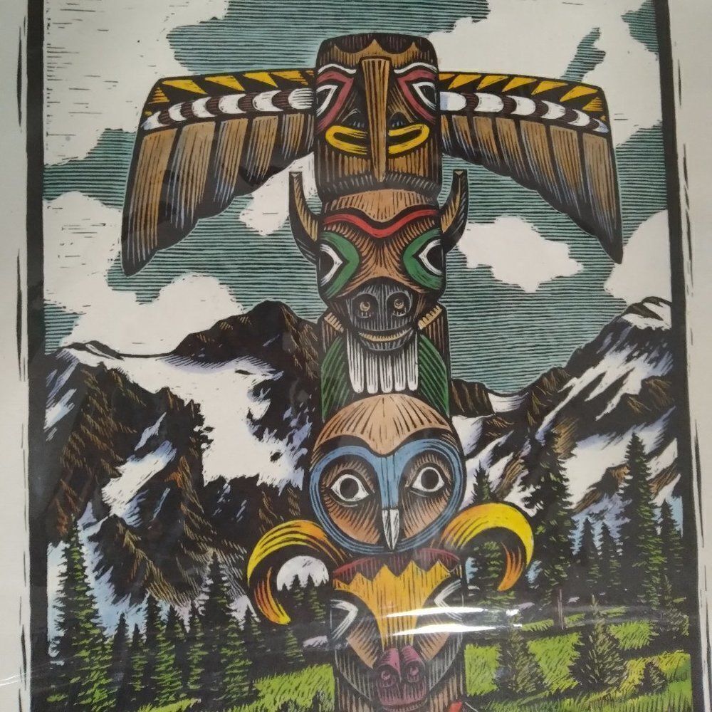 Vintage Zoofest 1994 Great Northwest Totem Pole Print Lithography Print Poster
